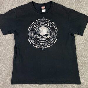 Harley Davidson Motorcycles T Shirt Skull Savannah Georgia Men's XL Fits Large
